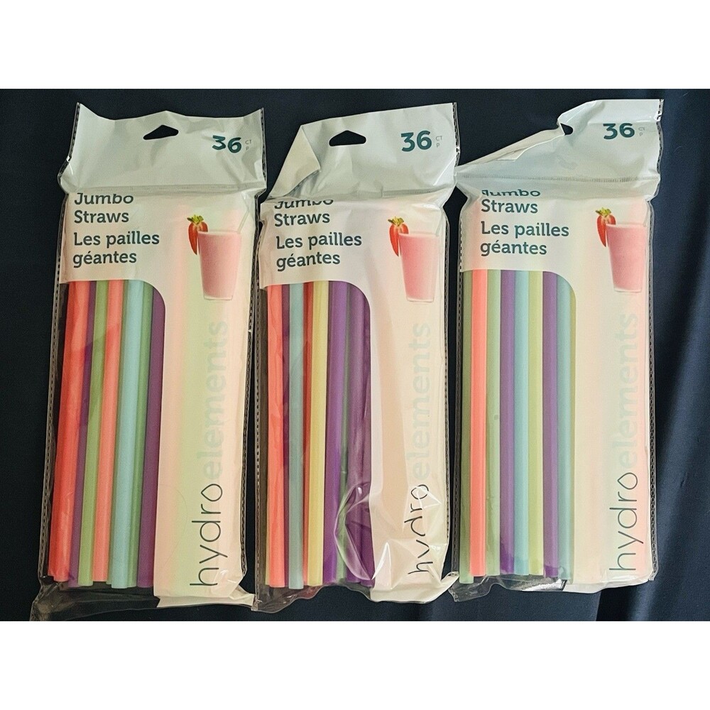108 Pcs Drinking Straws Smoothie Milkshake Boba Bubble Tea Plastic Jumbo-In Neon